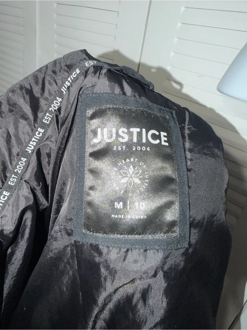 Justice Black Fuzzy Zip Hoodie Jacket T-0004